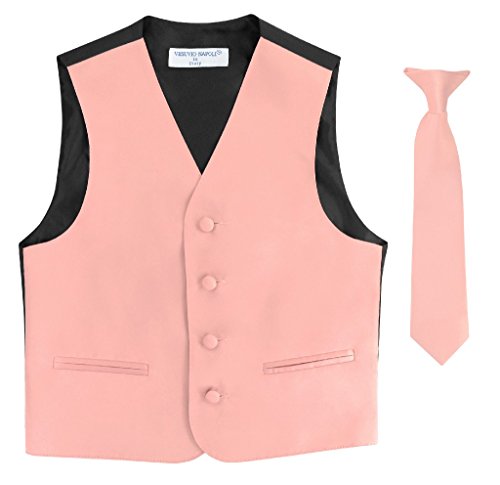 BOY'S Dress Vest & NeckTie Solid DUSTY PINK Color Neck Tie Set
