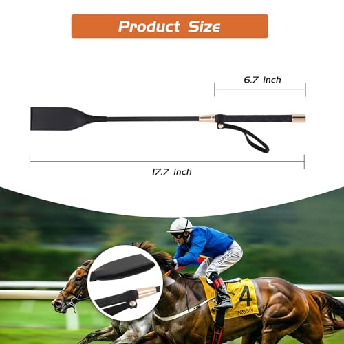 Tnzudu Horse Whip, Black Riding Crop, 18 Inches Long, PU Leather Equestrian Teaching Whip by Tnzudu - Image 2