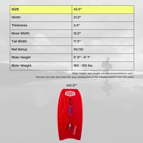 MOREY® Boogie Board Cruiser The Original Bodyboard; 42.5in Full Size Body Boards for Beach, for All Skill Levels, Engineered with HDPE Slick Bottom for Speed, Front Deck Contours for Grip. 2026 Model