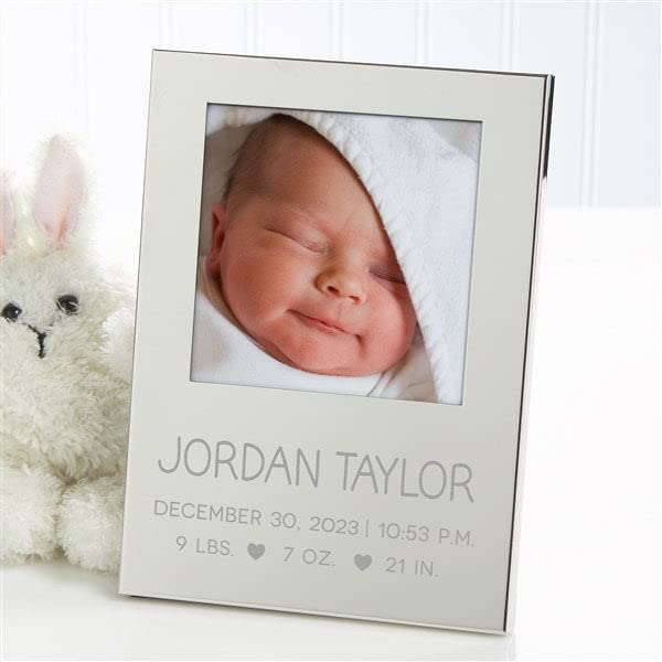 Personalization Universe Baby Birth Information Engraved Silver Picture Frame