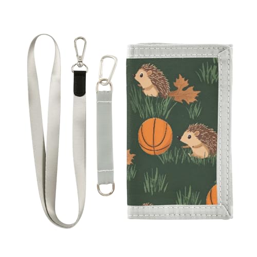 ALAZA Kids Wallets for Boys Girls Toddler Trifold Wallet Children Small Hedgehog Basketball with Zipper Coin Pocket