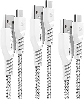 TECHGEAR 3 Pack STRONG High Durability Braided USB C Charger Cable & Sync Cables (30cm,1m, 2m) for USB Type-C Compatible with iPad Pro 11" 12.9" 2020 2022, Mini 6, iPad Air 4/5, iPad 10th 2022 White