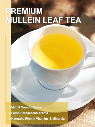 Image of TeeLux Mullein Leaf Tea Bags, 3g /Bag, Smooth Taste, Caffeine Free, 30 ct | Natural Mullein Leaves, Single Ingredient, Gluten Free & Sugar Free, Corn Fiber Pyramid Tea Bags