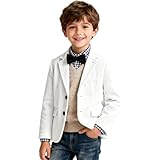 Chaqueta de pana para niño, formal, informal, para primavera, chaqueta deportiva con tres botones, Blanco, 4-5 años