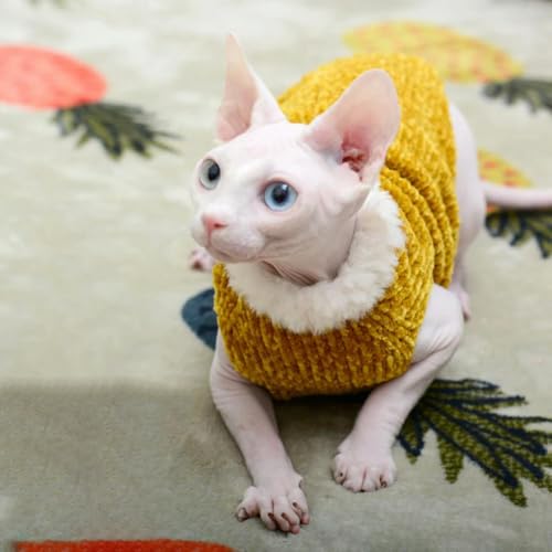 Ropa para gatos Sphynx frissin abrigo de lana de cordero cálido de invierno 6