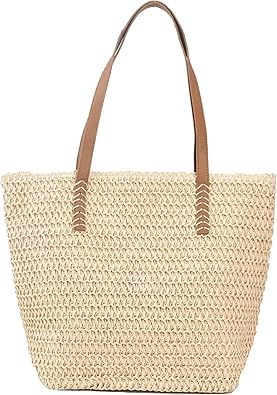 Buy Women Straw Woven Tote Large Beach Handmade Hobo Shoulder Bag at ...