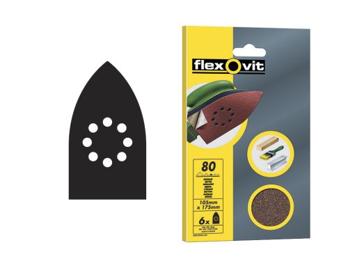Flexovit détail Velcro Feuilles abrasives - 105 mm x 175 mm - CRS (6pk) Cover
