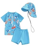 WYTbaby Baby Badeanzug Zweiteile Uv Kleidung Baby Kurzärmel Uv Schutzkleidung für Baby Junge 2-3 Jahre