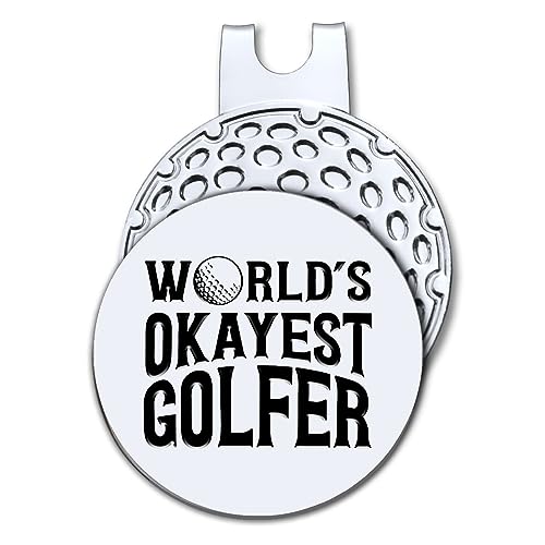 Hafhue World's Okayest Golfer Golf Ball Marker with Magnetic Hat Clip, Funny Golf Accessories and Golf Gifts for Men Women Mom Dad Grandpa, Birthday for Golf Fan Golfer Golf Lovers