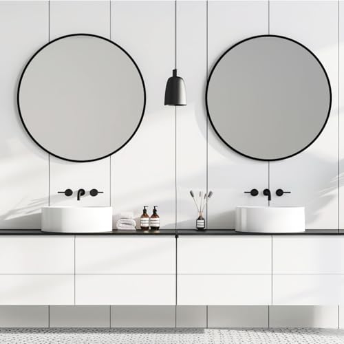 Round Mirror 30 inch, Circle Black Mirror, Matte Black Metal Frame - Image 3