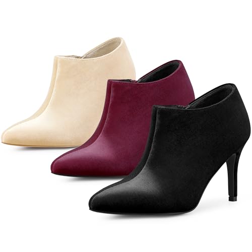 Perphy Velvet Pointy Toe Stiletto Heels Booties for Women3