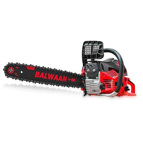 Image of Balwaan Krishi Petrol Chainsaw | 52cc 2-Stroke Engine | 18 inch Guide Bar | 0.55L Fuel Tank | Heavy-Duty Wood Cutting Tool for Farming, Tree Felling, Branch Trimming & Outdoor Use |CS-520
