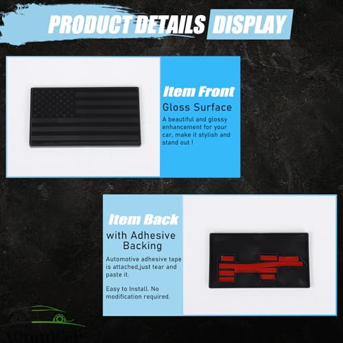 Image of Rear Tailgate Emblem Compatible with 2023 2024 2025 2026+ Hummer EV Accessories Model SUV Matte Black American Flag Back Tailgate Badge Logo USA Style 3D Badge Flag Decal