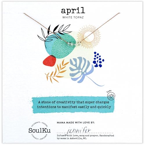 SoulKu-Handcrafted-Birthstone-Necklace-Empowerment-Jewelry-Birthday-Jewelry-For-Women-Mom-Sister-Gifts-2-Extender-With-Lobster-Clasp-16-Nylon-Cord-Genuine-White-Topaz-April