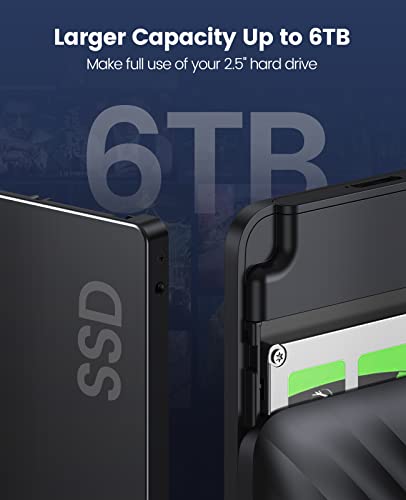 Image of ORICO 2.5 inch Hard Drive Enclosure USB C to SATA III for 2.5 Inch SSD & HDD 9.5mm 7mm External Hard Drive Enclosure Support Max 6TB with UASP Compatible with WD Seagate Toshiba Samsung Hitachi(2521C3)