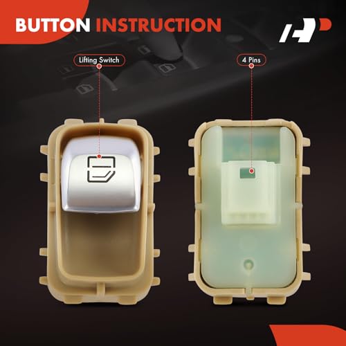 Image of A-Premium Front Right or Rear Side Power Window Switch, Beige Color | Compatible with Mercedes-Benz W213 Series E200 2017-2020, E250 E300 2017-2019, E350 2020, E400 17-18, Replaces 2139050309