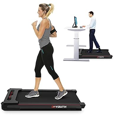 GOYOUTH 2 in 1 Under Desk Electric Treadmill Motorized Exercise Machine with Wireless Speaker, Remote Control and LED Display, Walking Jogging Machine for Home/Office Use (new-Black)