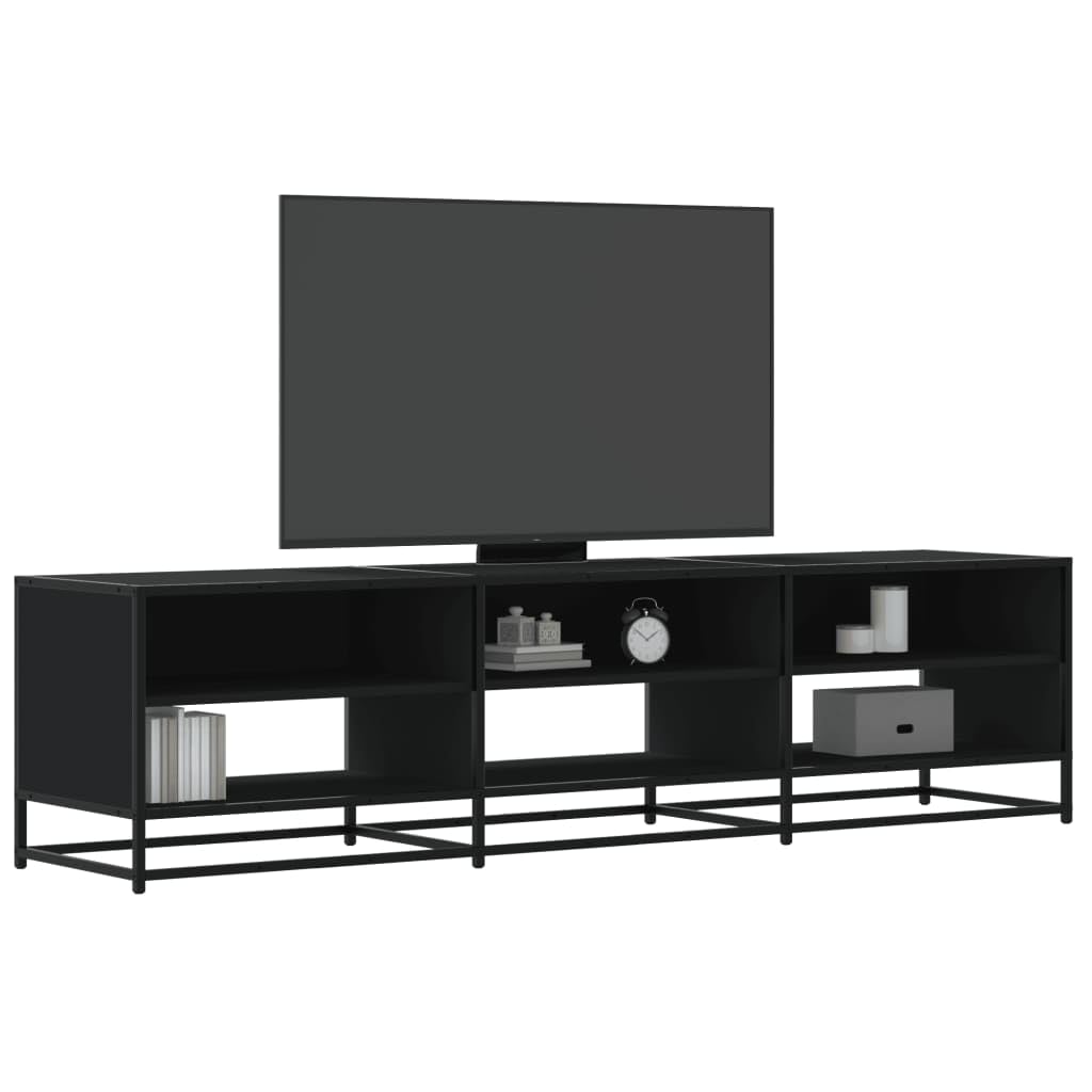 Mobile TV nero, 180 x 40 x 46 cm, con struttura in metallo