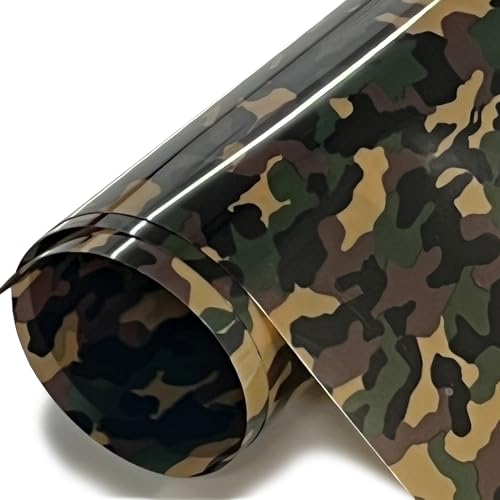 HTV4U Stretchable WeedFoil Heat Transfer Vinyl (Green Army Camo, 20