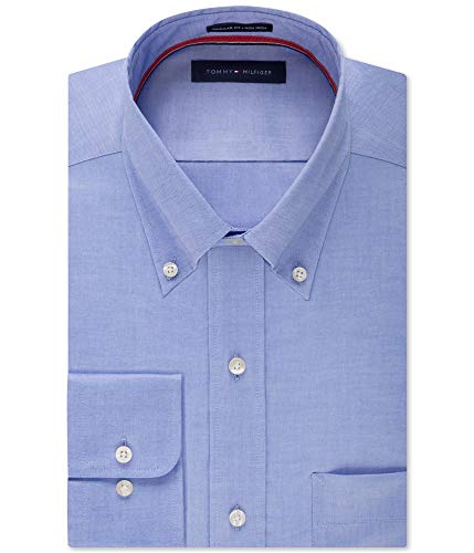 Tommy Hilfiger Mens Dress Shirts Non Iron Regular Fit Solid Button Down Collar