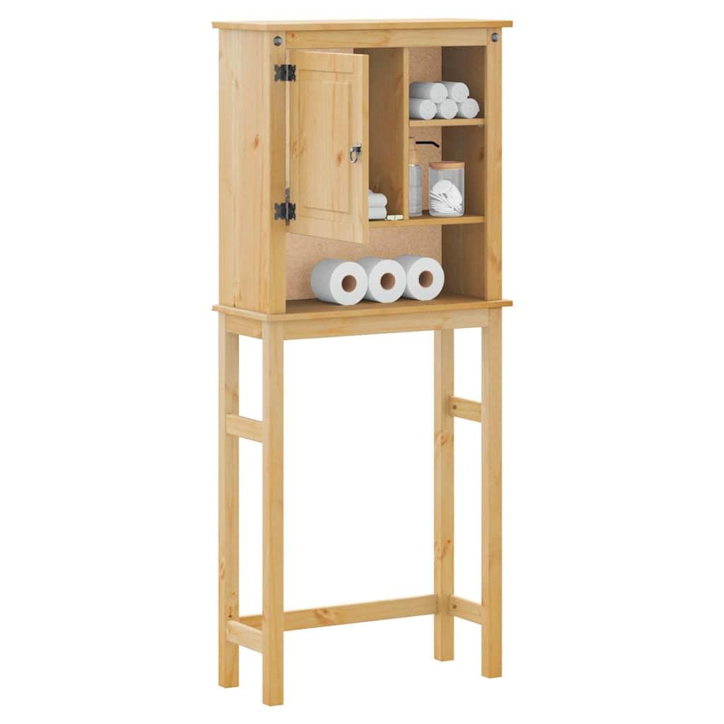 Waschmaschinenschrank Corona aus Massivholz Kiefer mit Honigwachs-Finish, 69 x 29 x 164,5 cm, 3 Ablagen und Fach hinter der Tür für Badmöbel Set, Stauraum, Waschraum