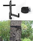 LANGZIHT Treestand Bow Hanger with Strap - Saddle Hunting Bow Hanger - Folding Lightweight Bow Hanger with Backpack Hook - Bow Hunting Accessories Crossbow Bow Hanger - Mobile Hunting