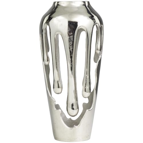 Image of Deco 79 Aluminum Metal Abstract Vase, Vase 7 inch x 7 inch x 15 inch, Silver