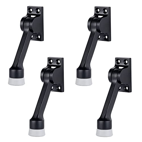 BRINKS Commercial - 4-Pack 4" Kick-Down Door Stop, Matte Black Finish - Non-Obtrusive Option to Protect Your Door and Walls