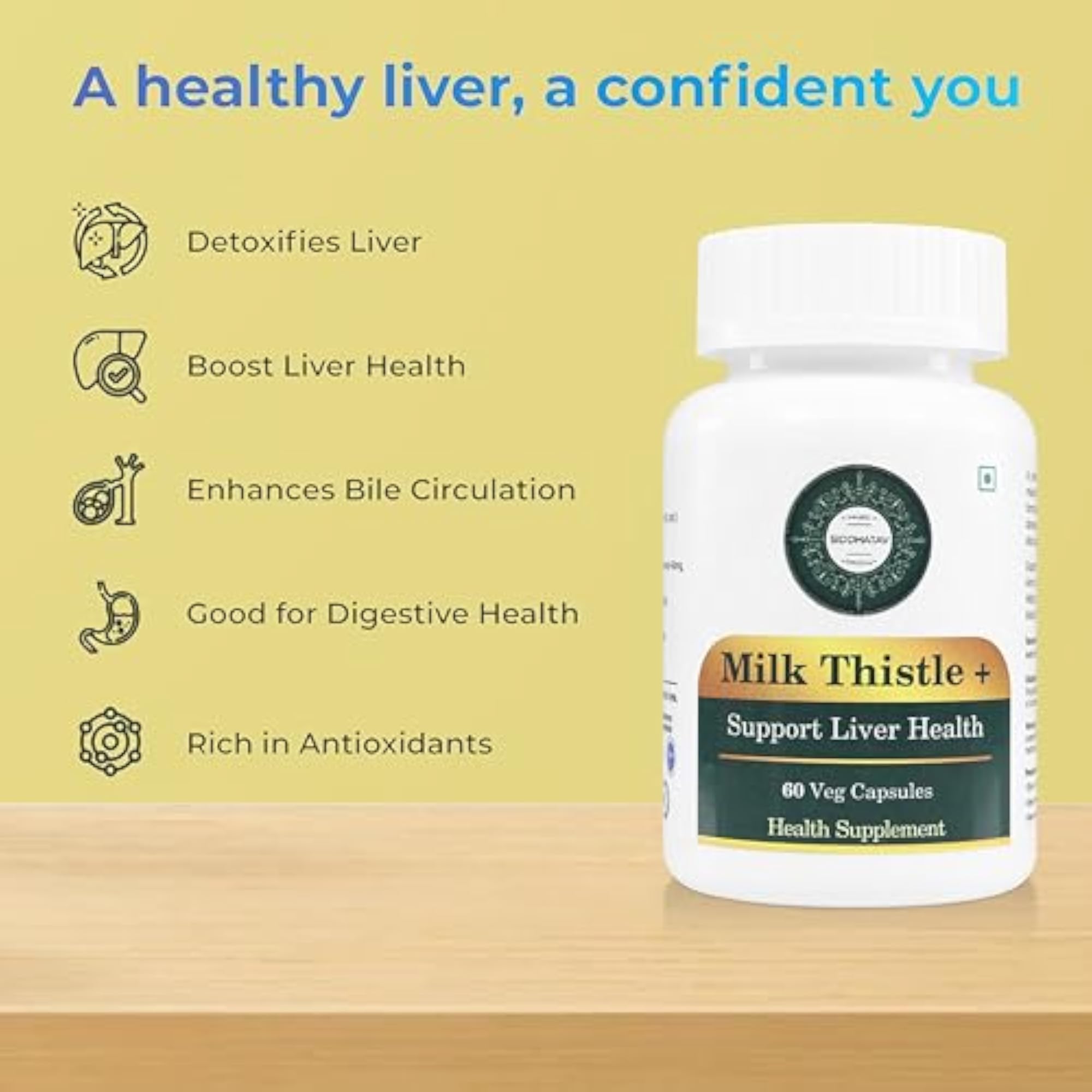 Milk Thistle Capsules for Liver Health, 60 Count