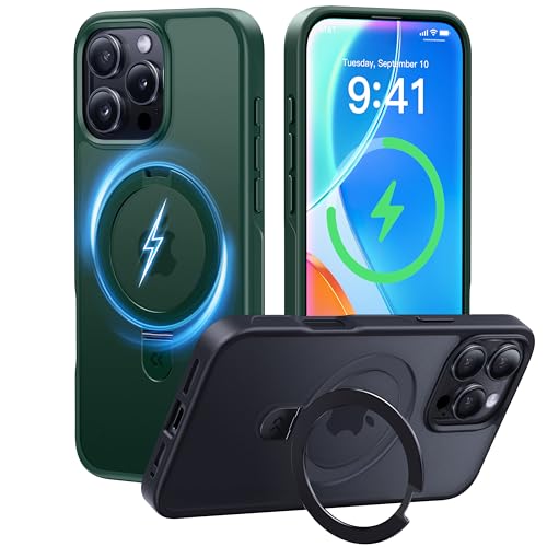 CASEKOO Ultra-Magnetic Stand for iPhone 16 Pro Max Case [Military Drop Protection] [Compatible with MagSafe] Shockproof Translucent Matte Slim Ring Holder Case for iPhone 16 ProMax 6.9