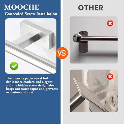 Mooche Toilettenpapierhalter mit Bohren,Klorollenhalter Rostfrei,13CM Klopapierhalter für Küche und Badzimmer,Toilettenpapierhalter Edelstahl 304 Gebürstet
