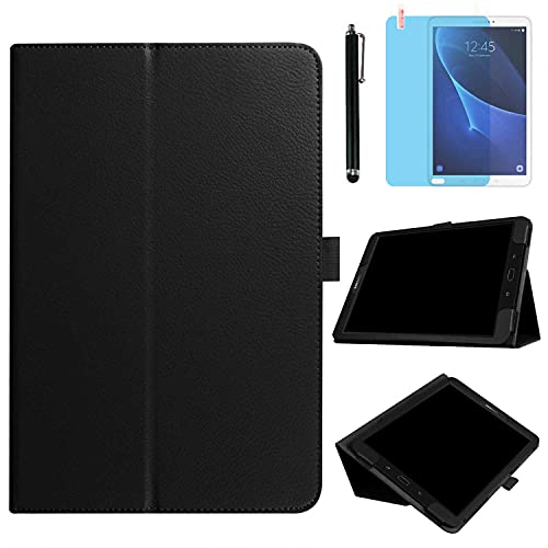 Case for Samsung Galaxy Tab E 9.6 inch 2015 (SM-T560 T561 T565 SM-T567V), Slim Leather Folding Stand Full Protective Cover Case,with Stylus Pen,Screen Film (Black)