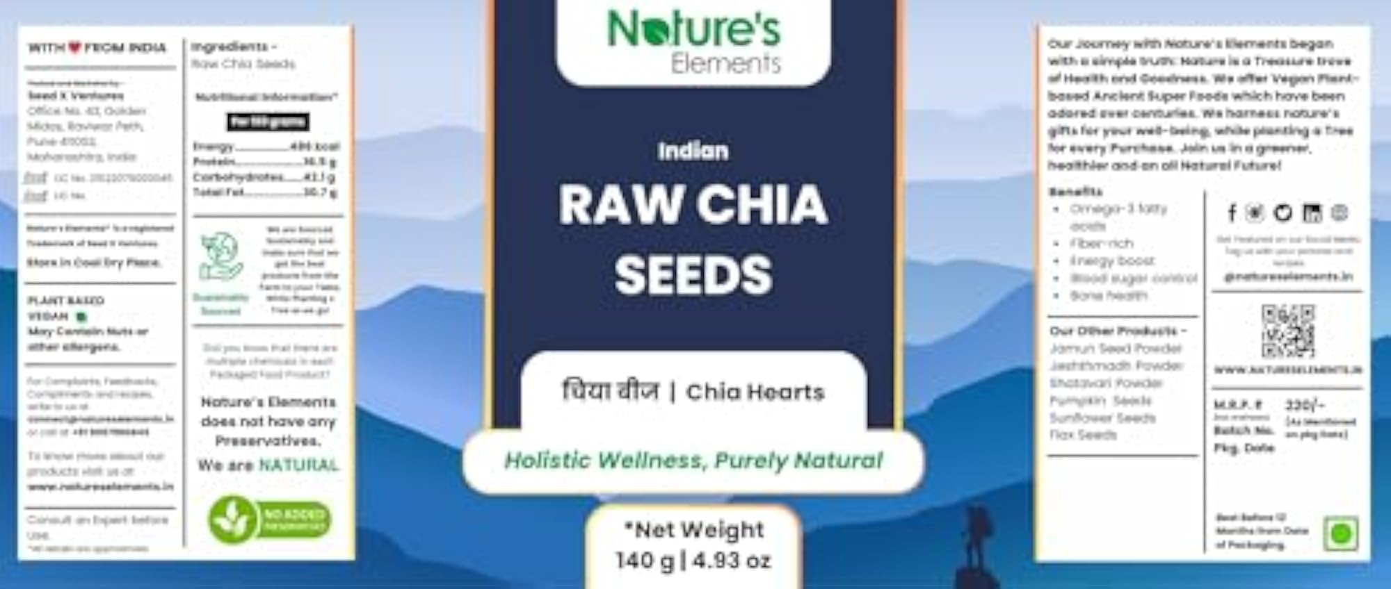 Natures Elements Raw Chia Seeds - 100% Pure Vegan Healthy Snack
