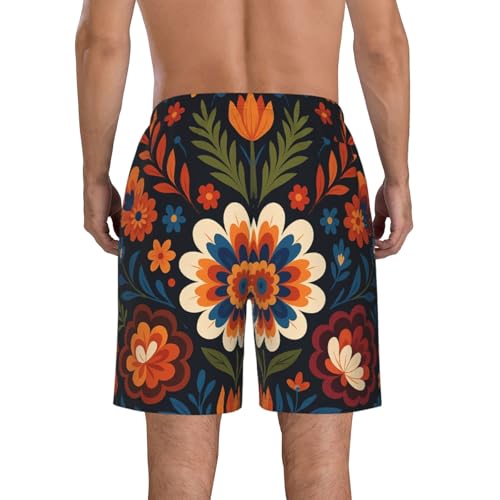 Geometric Flowers Print Stylish Beach Shorts Swim Trunks Lightweight Breathable Summer Outdoor Activities3