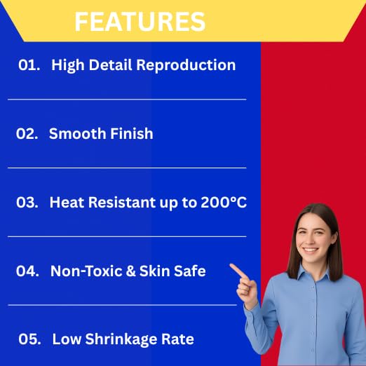 TINFLIX TLS - 215 Liquid Silicone Rubber for Art Craft, Pop, Clay Mould Making Applications (Qty- 1kg Silicone & 50ml Catalyst)