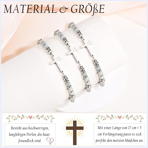 Pulsera de cruz para niñas joyería infantil comunión ajustable 5