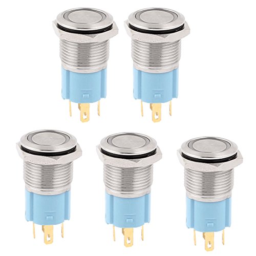 Aexit 5Pcs 16mm 12V Red Green Yellow Blue White LED Light Push Button Switch (f07f033f2601a17f0f689eb8736531cd)
