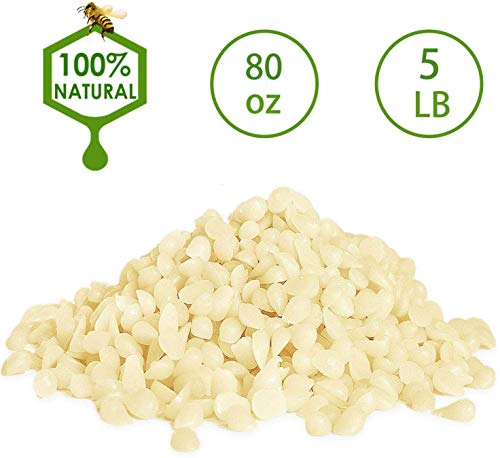 Howemon White Beeswax Pellets 5 lb 100% Pure and Natural Triple Filtered