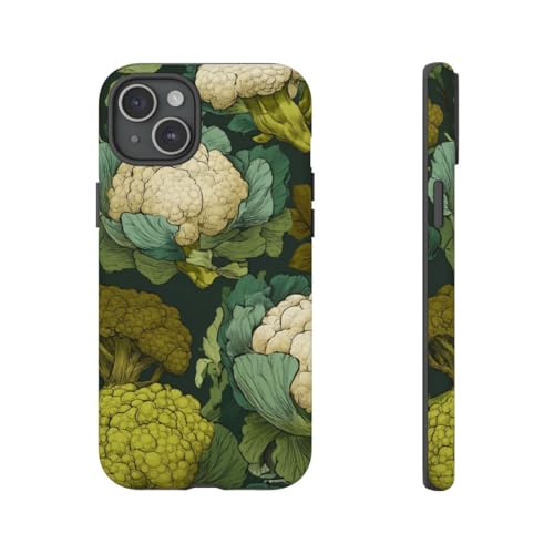 Coque verte iPhone 15 Plus au motif brocoli dessin main