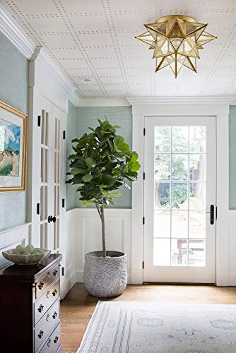 daycent modern moroccan seeded glass brass moravian star flush mount ceiling light 15 inches 1-light