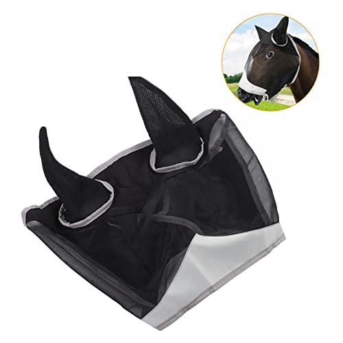 Máscara de Malha de Cavalo, Capa Respirável Removível para Rosto de Cavalo para Proteção de Ouvido,