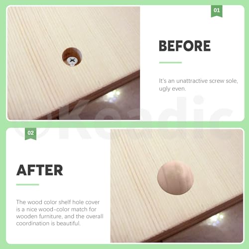 Image of Keadic 140Pcs 4 Sizes Wooden Hole Plugs Assortment Set, 3 /16 inch 5 /16 inch 3 /8 inch 1 /2 inch Wood Button Plugs Vivid Style Hardwood Hole Plugs Screw Holes Cover for Table Wooden Chair Cabinet Furniture