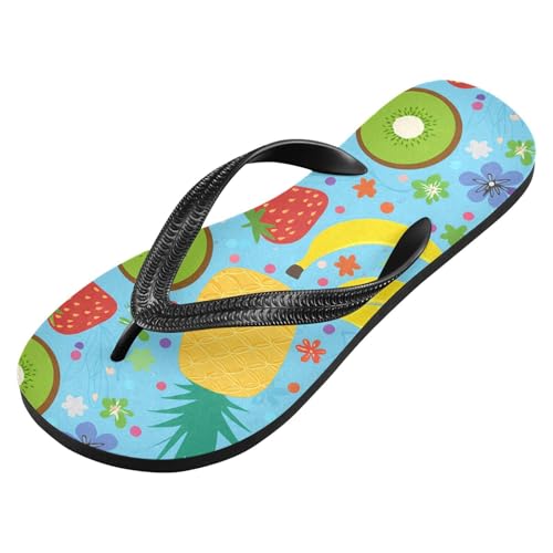 Tropical Fruits Flower Lightblue Flip Flops for Beach Thong Sandals Anti-slip Lightweight Beach Shoes for Travel Summer Outdoor2
