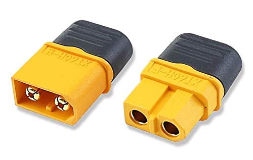 VUNIVERSUM 1 Paar (2 Stück) Original Amass Premium XT60H XT60 Goldstecker Stecker Buchse Male Female inkl. Schutzkappen 2Pin Verpolsicher Hochstromstecker für Lipo Akku RC 60A Gelb