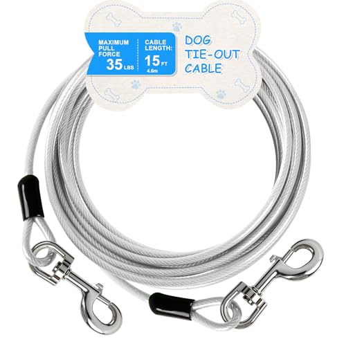 Câble d'attache pour chien argenté câble de retenue extérieur 15,9 kg
