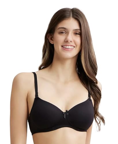 Image of Jockey FE23 Women's Wirefree Padded Super Combed Cotton Elastane Stretch Medium Coverage Multiway Styling T-Shirt Bra with Detachable Straps
