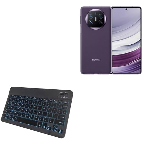 BoxWave Keyboard Compatible with Huawei Mate X5 - SlimKeys Bluetooth Keyboard - with Backlight, Portable Slim LED 7 Colors - Jet Black