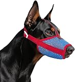 Dog Muzzle, Soft Breathable Mesh Muzzles for Small Medium Large Dogs, Adjustable Pet Mouth Guard for Biting Barking Chewing, Allows Panting and Drinking(Red-Blue, Extra Extra Large)