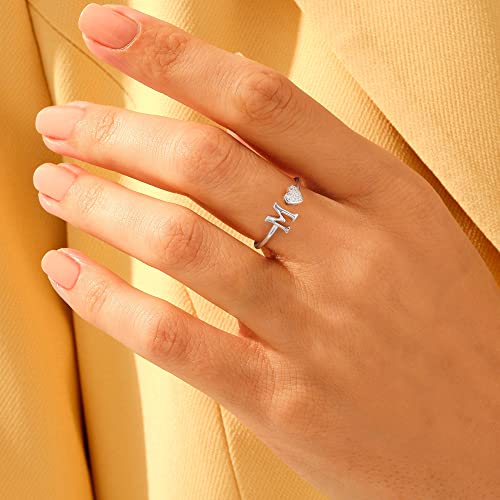 Initial Rings For Women Teen Girls, Sterling Silver Rings For Women Letter A Initial Ring Silver Heart Rings For Girls Kids Rings For Girls Adjustable Rings For Women Stackable Rings For Girls Gifts #TOP3