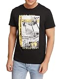 oodji Ultra Herren Baumwoll-T-Shirt mit Druck, Schwarz, XXL